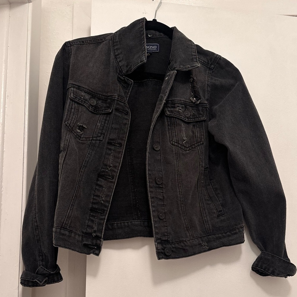 Ci Sono Black Distressed Jean Jacket - Small